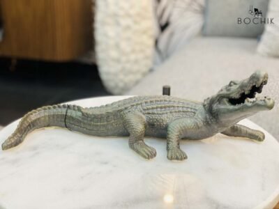 Ambiance-CROCO-BLACK-Statuette-de-crocodile-en-ceramique-couleur-grise