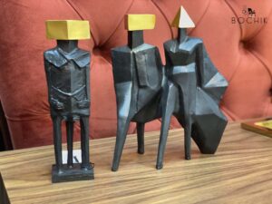 Ambiance-WIND-Jeu-de-figurines-en-metal-noir-et-dore