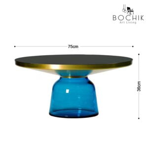BELL-BLEU-M-Ensemble-de-Tables-basse-design-en-verre-trempe-Bleu-Dessus-en-Acier-Inoxydable-Couleur-Or-et-plateau-en-verre-noir
