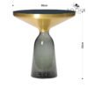 Ensemble de Tables basse design en verre trempé Gris, Dessus en Acier Inoxydable Couleur Or et plateau en verre noir
