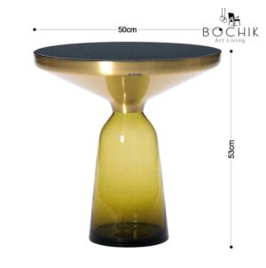 BELL-JAUNE-S-Ensemble-de-Tables-basse-design-en-verre-trempe-jauneDessus-en-Acier-Inoxydable-Couleur-Or-et-plateau-en-verre-noir