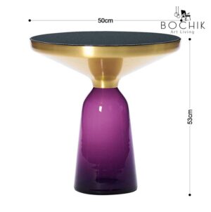 BELL-VIOLET-S-Ensemble-de-Tables-basse-design-en-verre-trempe-violet-Dessus-en-Acier-Inoxydable-Couleur-Or-et-plateau-en-verre-noir