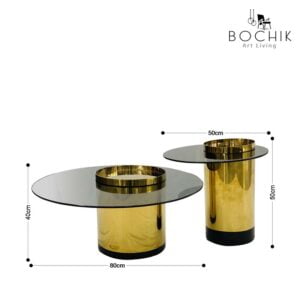BOND-Ensemble-de-tables-basses-chic-et-tendance-avec-pied-en-Acier-Inoxydable-Couleur-Or-et-plateau-en-verre-trempe-cotations
