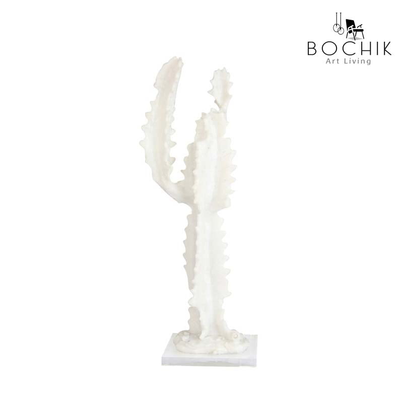 CACTUS-A-Statuette-de-cactus--en-resine-acrylique-couleur-blanche