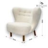 Dimensions Fauteuil cocooning en laine blanc cassé & piètement en bois couleur miel