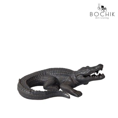 CROCO-BLACK-Statuette-de-crocodile-en-ceramique-couleur-grise