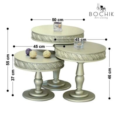 Cotations-ASSIA-Ensemble-de-tables-cendrier-en-bois-hetre-massif-grave-et-laque-gris-perle-ideal-pour-salon-marocain-tradition