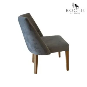 Chaise Darly design en velours avec piétement en bois hêtre massif