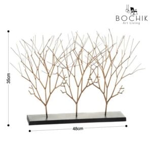 DECI-Decoration-en-branche-d-arbre-en-metal-dore-avec-support-en-noir-cotations