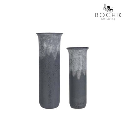 FANCY-Duo-de-vases-en-ceramique-emaillee-couleur-grise