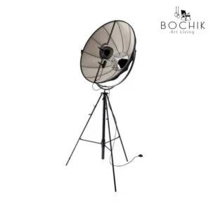 Lampadaire FLASH design en Métal noir & Tissu Noir et Gris.