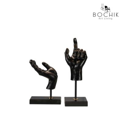 HAND-Duo-de-figurunes-de-mains-en-fonte-couleur-noire
