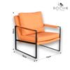 Dimensions Fauteuil style industriel en simili cuir orange avec cadre en métal époxy couleur noir