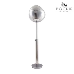 Lampadaire LAVA Bis design style flamme de feu en acier inoxydable couleur chrome & Acrylique.