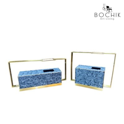 LOTI-Duo-de-vases-en-metal-couleur-bleue-frappe-et-laiton-
