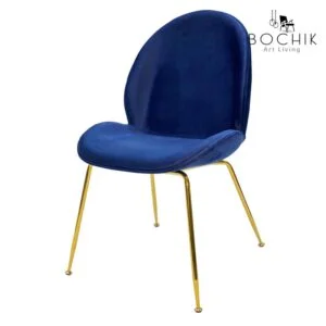 Chaise design en velours avec piètement en Acier Inoxydable Couleur Or.