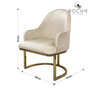 Dimensions Chaise de luxe en simili cuir blanc cassé (1er choix) avec socle en Acier Inoxydable Couleur Or