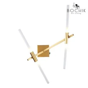 Applique TREE Bis en acier inoxydable couleur or doré et ampoules en verre et LED.