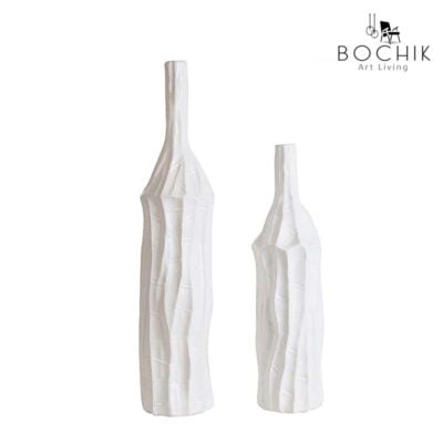 TROC-Duo-de-vases-en-ceramique-blanc-sous-forme-de-bouteille